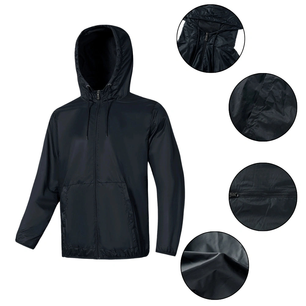 Lightweight Men's Packable Full Zip Windbreaker Jacket - Water-Resistant & Breathable for Outdoor Hiking, Running, and Travel