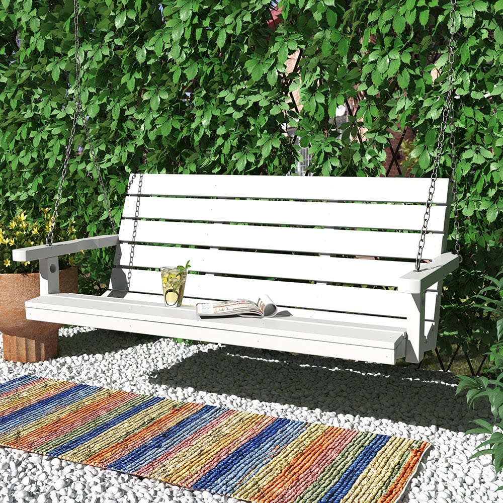 Amish-Made Recycled Plastic Porch Swing - Durable & Eco-Friendly Outdoor Furniture for Patio, Garden, or Backyard Relaxation