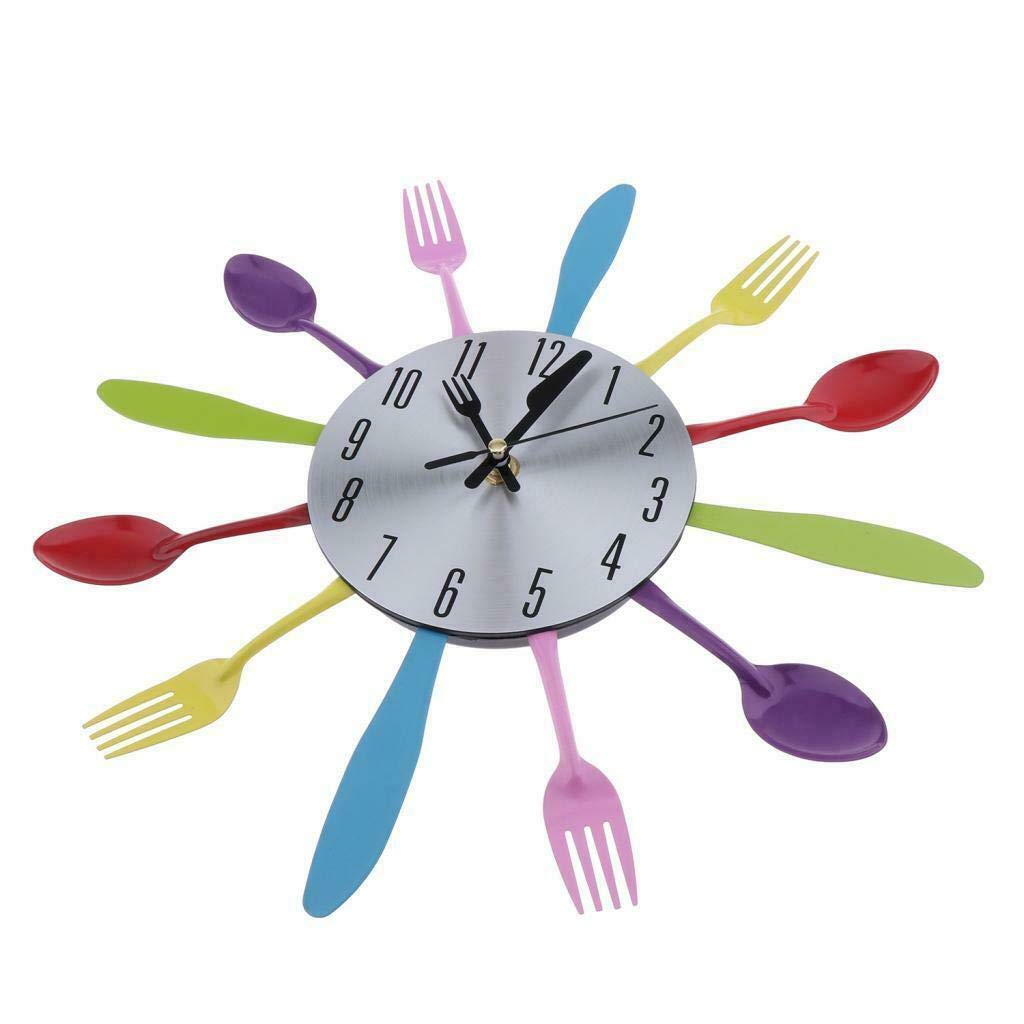 Creative Wall Clock with Spoon and Fork Design - Unique Home Decor for Kitchen, Dining Room & Living Room - Perfect Gift for Food Lovers & Interior Design Enthusiasts