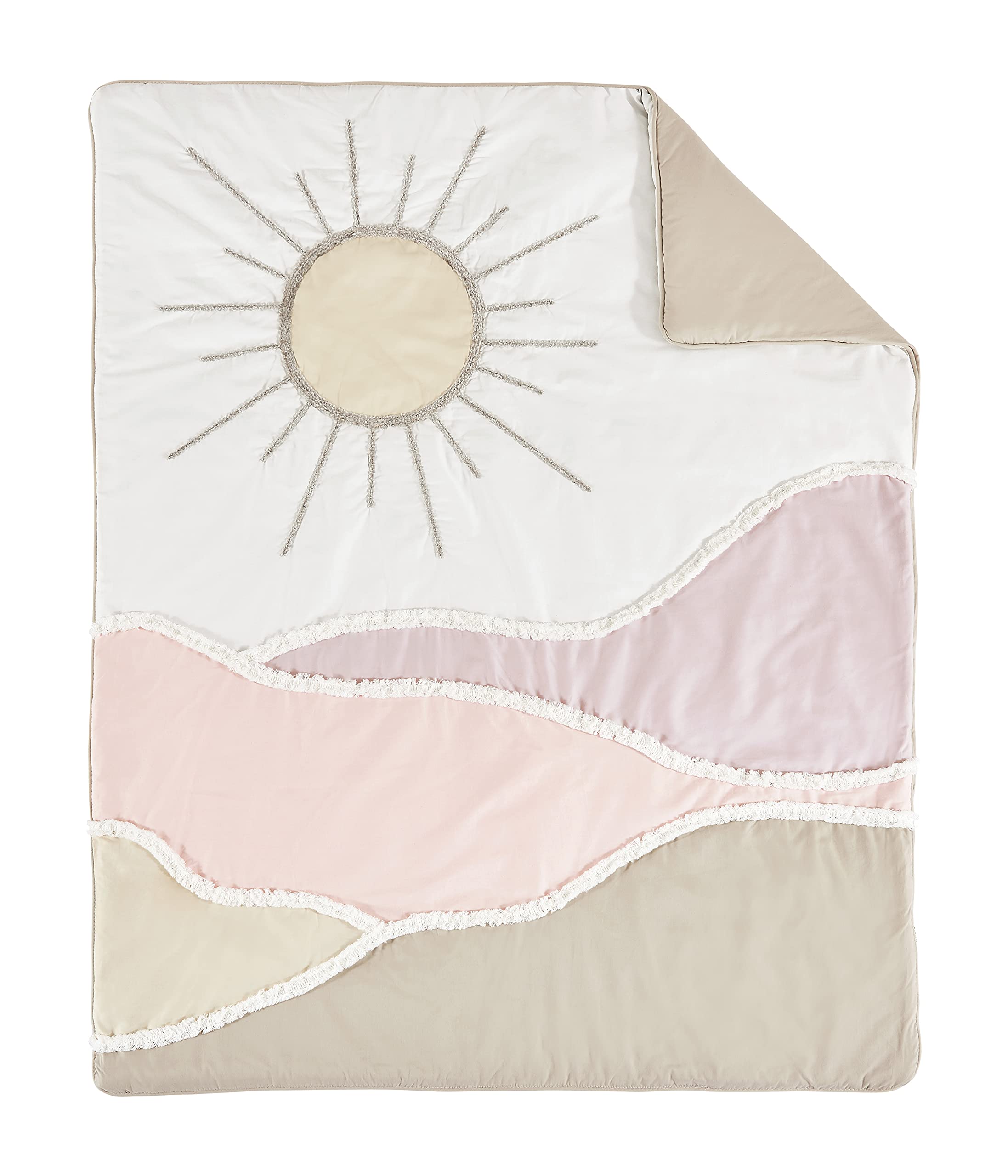 Sweet Jojo Designs Boho Desert Sun Baby Girl Nursery Crib Bedding Set - 4 Piece Cotton Crib Set in Blush Pink, Mauve, Gold, Ivory & Taupe - Bohemian Southwest Nature Theme with Geometric Patterns & Tassels - Perfect for Boho Chic Nursery, Baby Shower Gift & Newborn Photo Shoots