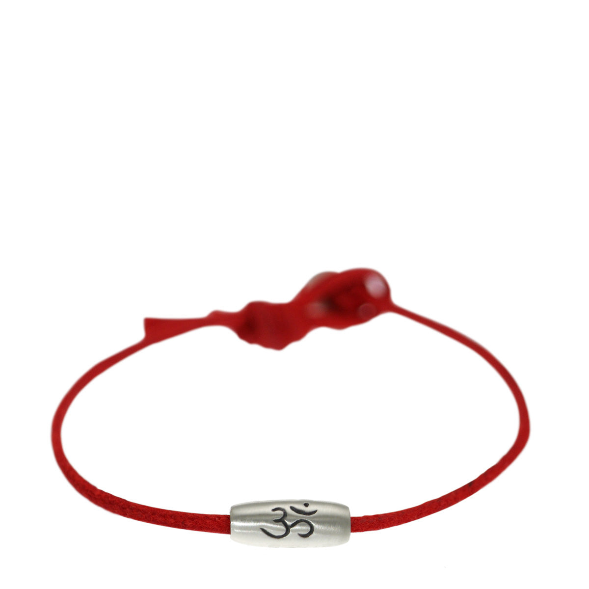 Men's Sterling Silver Barrel Om Bead Bracelet on Red Cord - Spiritual Yoga Meditation Jewelry for Men - Perfect for Yoga, Meditation & Everyday Wear