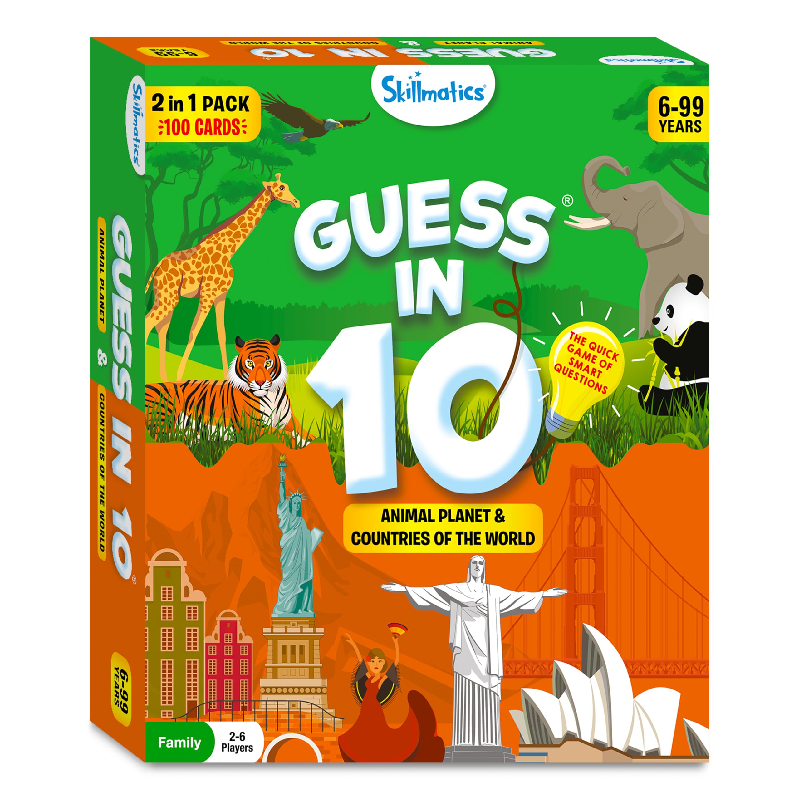 Skillmatics Guess in 10 Animals & Countries Card Game Set - Educational Family Board Game for Kids Ages 8-10+ | Fun Learning Toy for Boys & Girls | Perfect Birthday Gift, Travel Game & Family Night Activity | Great for Learning Geography & Animal Facts | Ideal for Classroom, Road Trips, Homeschooling & Indoor Family Fun | Perfect for Birthday Parties, School Learning, Family Game Nights & Travel Entertainment