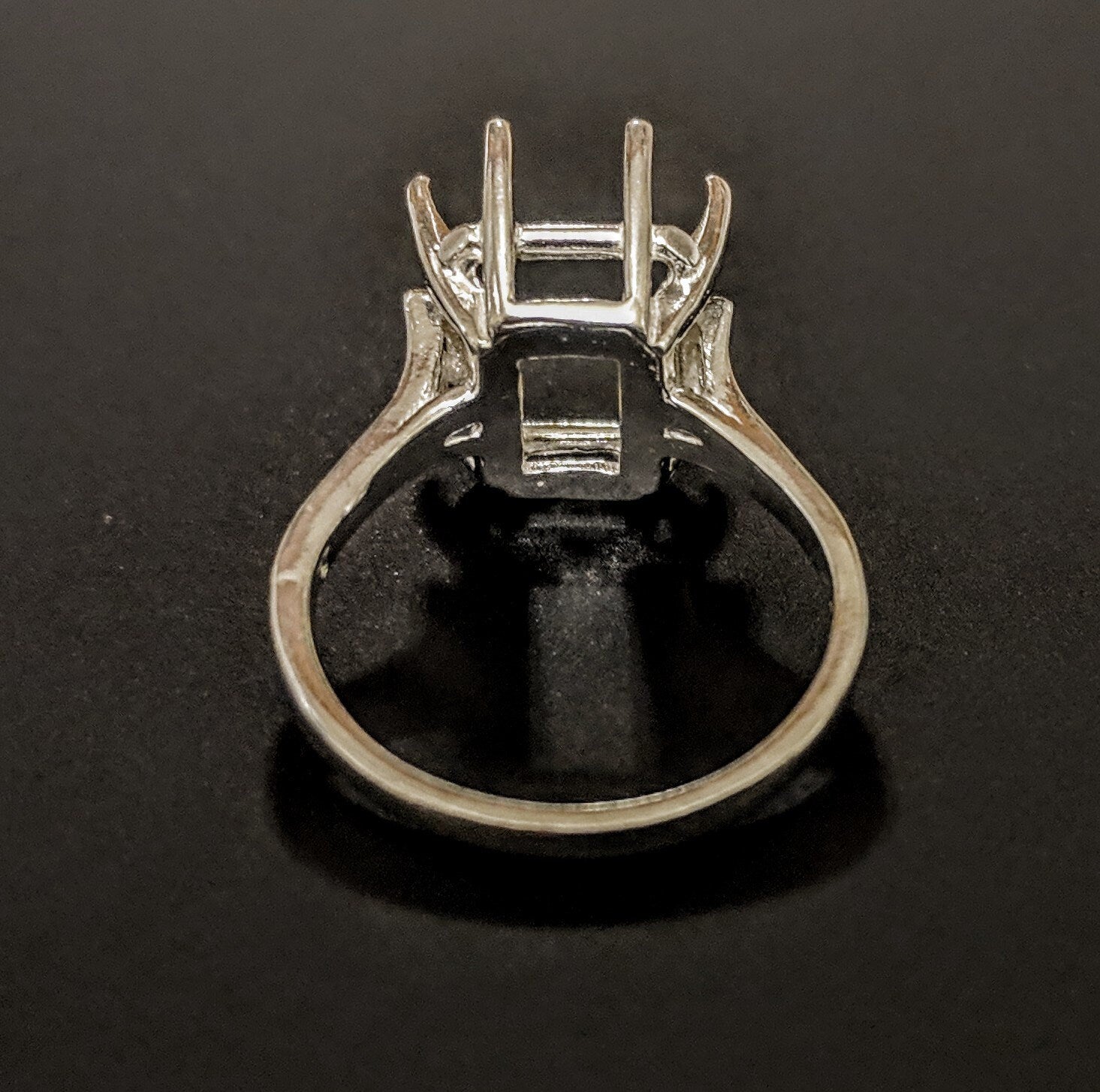 Solid Sterling Silver or 14kt Gold Emerald Cut Pre-Notched Blank Ring Setting - Size 7 (12x10mm or 16x12mm) - Perfect for Engagement Rings, Wedding Bands & Jewelry Making