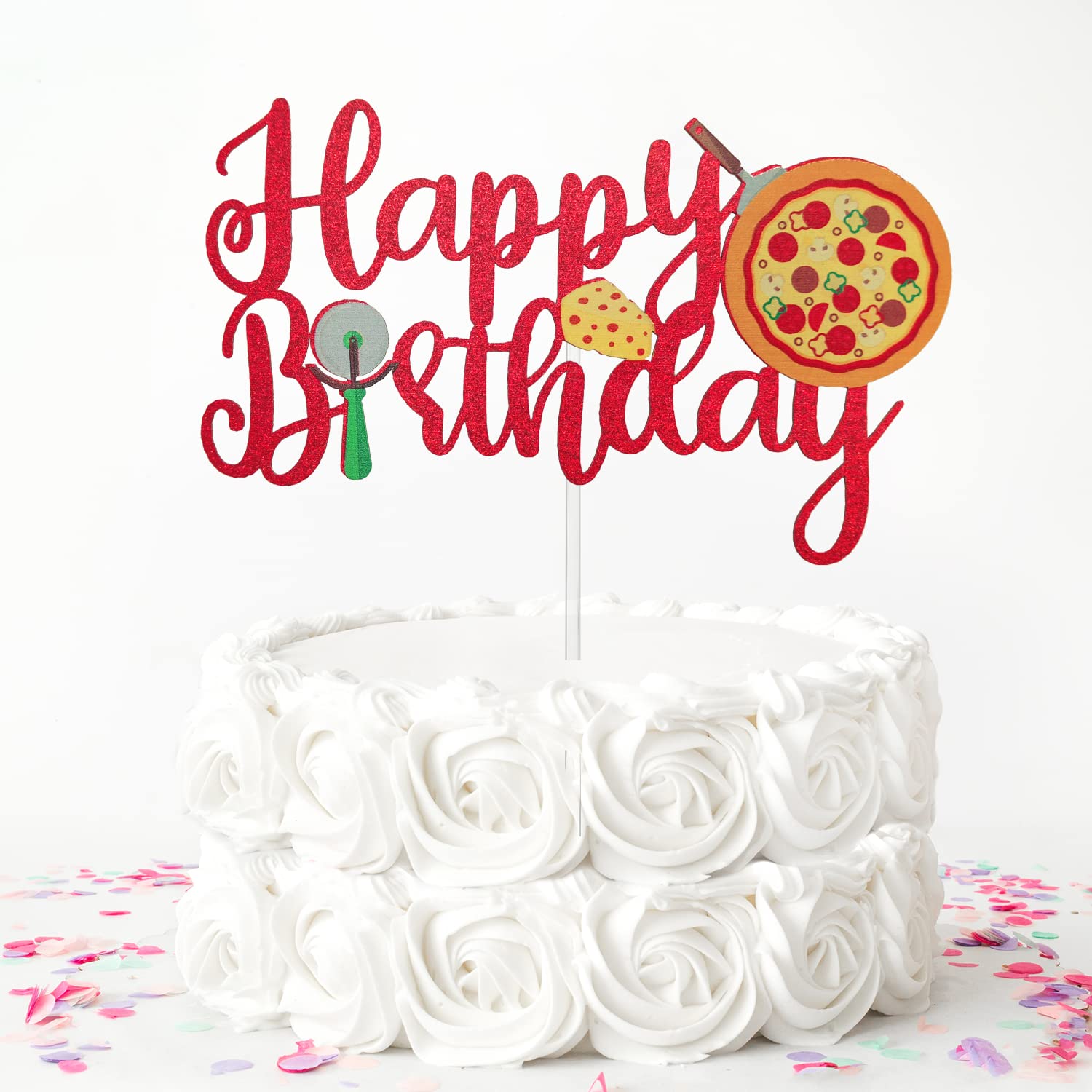 Pizza Happy Birthday Cake Topper - Pizza Theme Party Decorations for Pizza Lovers | Perfect for Birthday Cakes, Pizza-Themed Parties & Foodie Celebrations