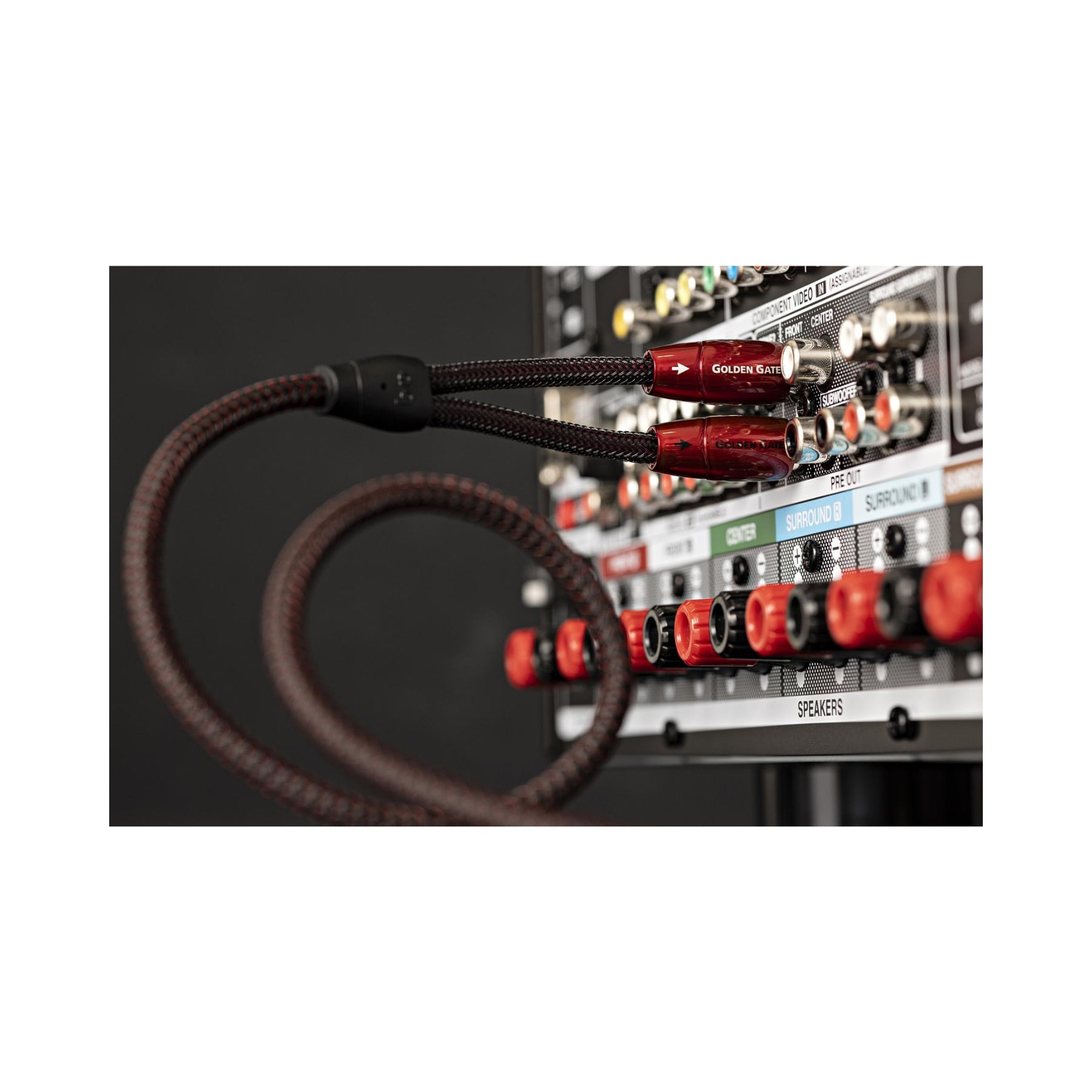 AudioQuest Golden Gate RCA to RCA Audio Interconnect Cable - High-Quality Stereo Connection for Home Theater & Hi-Fi Systems (Open Box) - Perfect for Turntables, Amplifiers & AV Receivers