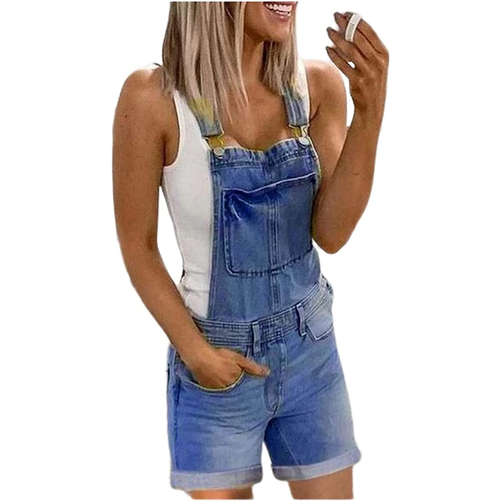 Yokbeer Women's Skinny Fit Denim Overalls Jumpsuit - Vintage High Waisted Jeans Dungarees for Casual Wear, Street Style & Everyday Outfits