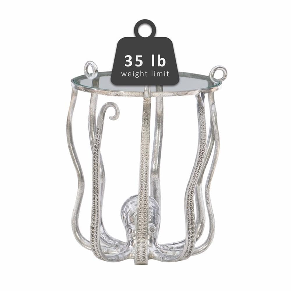 Modern Silver Octopus Aluminum and Glass Coffee Table - Stylish Living Room Centerpiece for Home & Office Decor