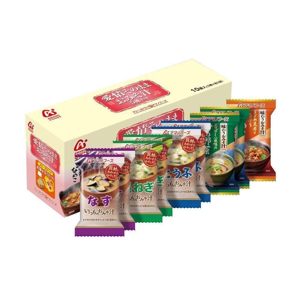 Premium Freeze Dried Japanese Miso Soup Assortment - 10 Servings | Authentic Amano Foods Instant Soup Mix | Perfect for Camping, Office Lunch & Quick Meals