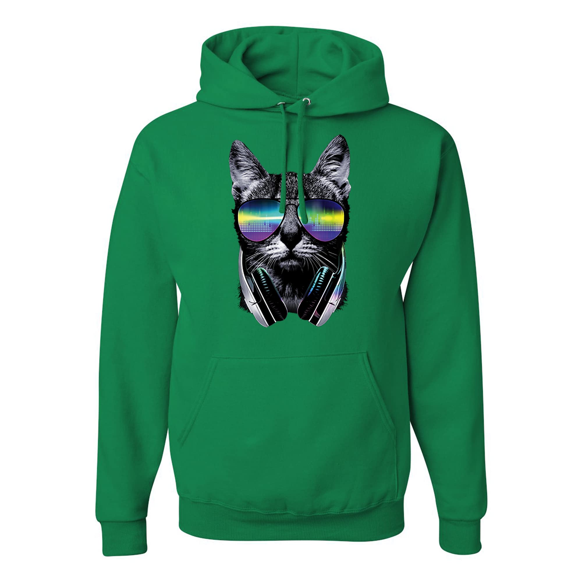 DJ Cat Kitty with Headphones Graphic Hoodie for Men - Cool Cat Lover's Sweatshirt for Music Fans, Streetwear & Casual Outfits