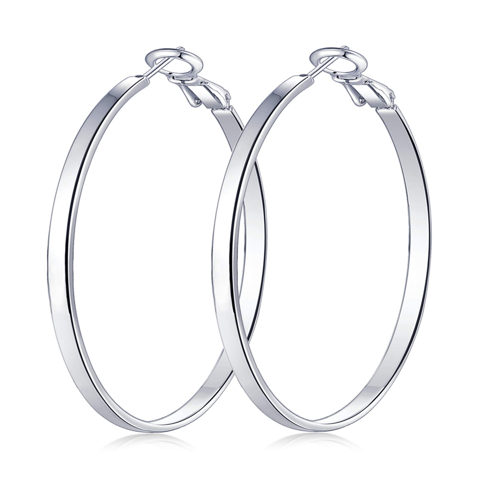18k Rose Gold Plated Loop Hoop Earrings for Women & Girls - Hypoallergenic Fashion Jewelry (50mm/2