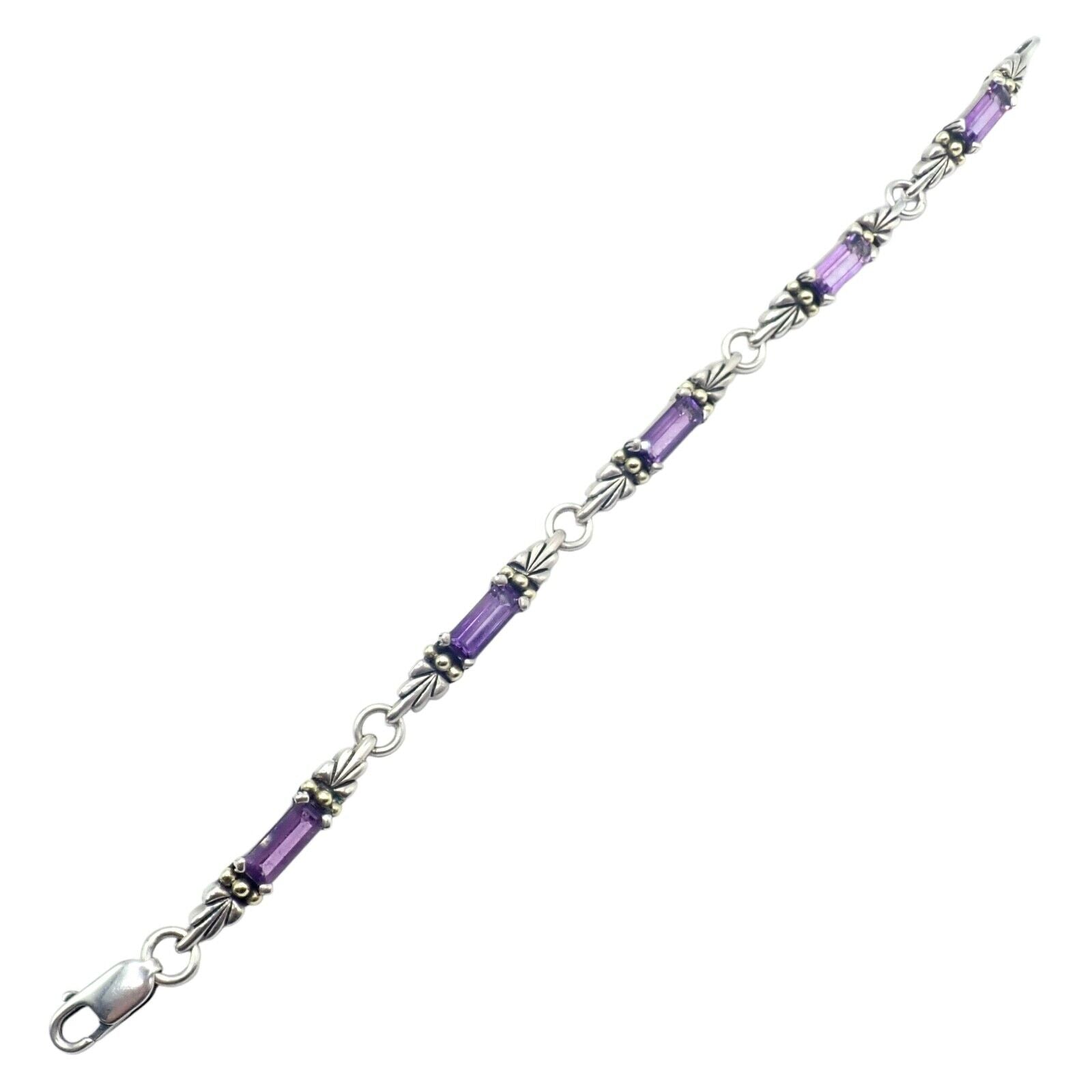 Authentic 18K Yellow Gold & Silver Amethyst Bracelet with Lagos Caviar - Elegant Jewelry for Women, Perfect for Parties, Weddings & Special Occasions