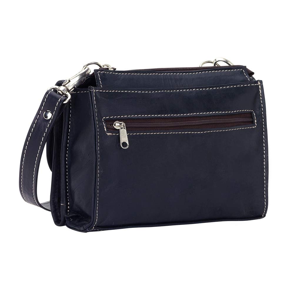 Western Leather Crossbody Wallet for Women - Navy | Travel & Daily Use