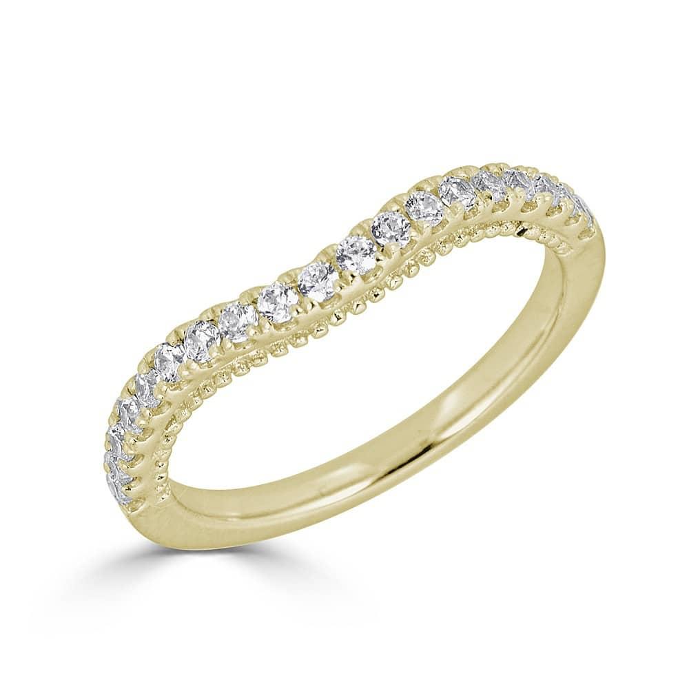 14KT Gold 0.32 CTW Diamond Curved Milgrain Wedding Band - Elegant Engagement Ring for Women, Perfect for Anniversary Gifts & Bridal Jewelry