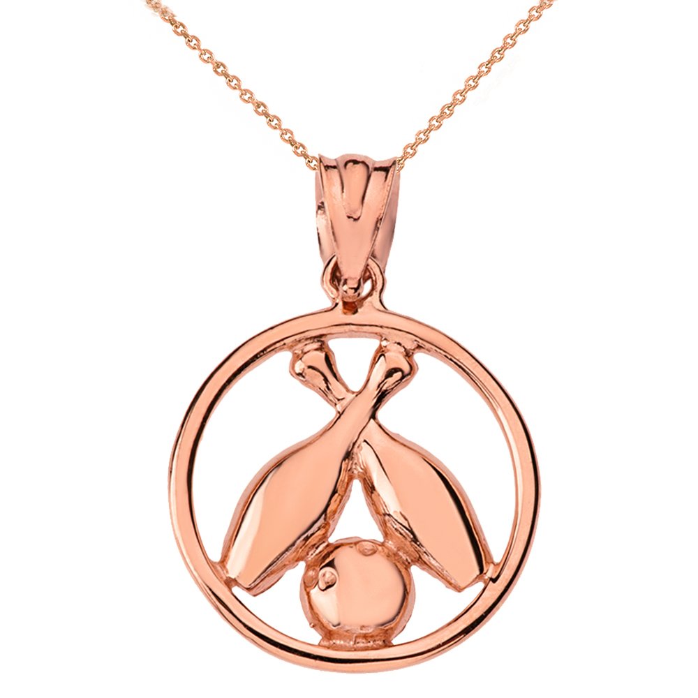 Polished Bowling Ball & Two Pins Pendant Necklace - Perfect for Bowlers & Sports Fans Jewelry Gift