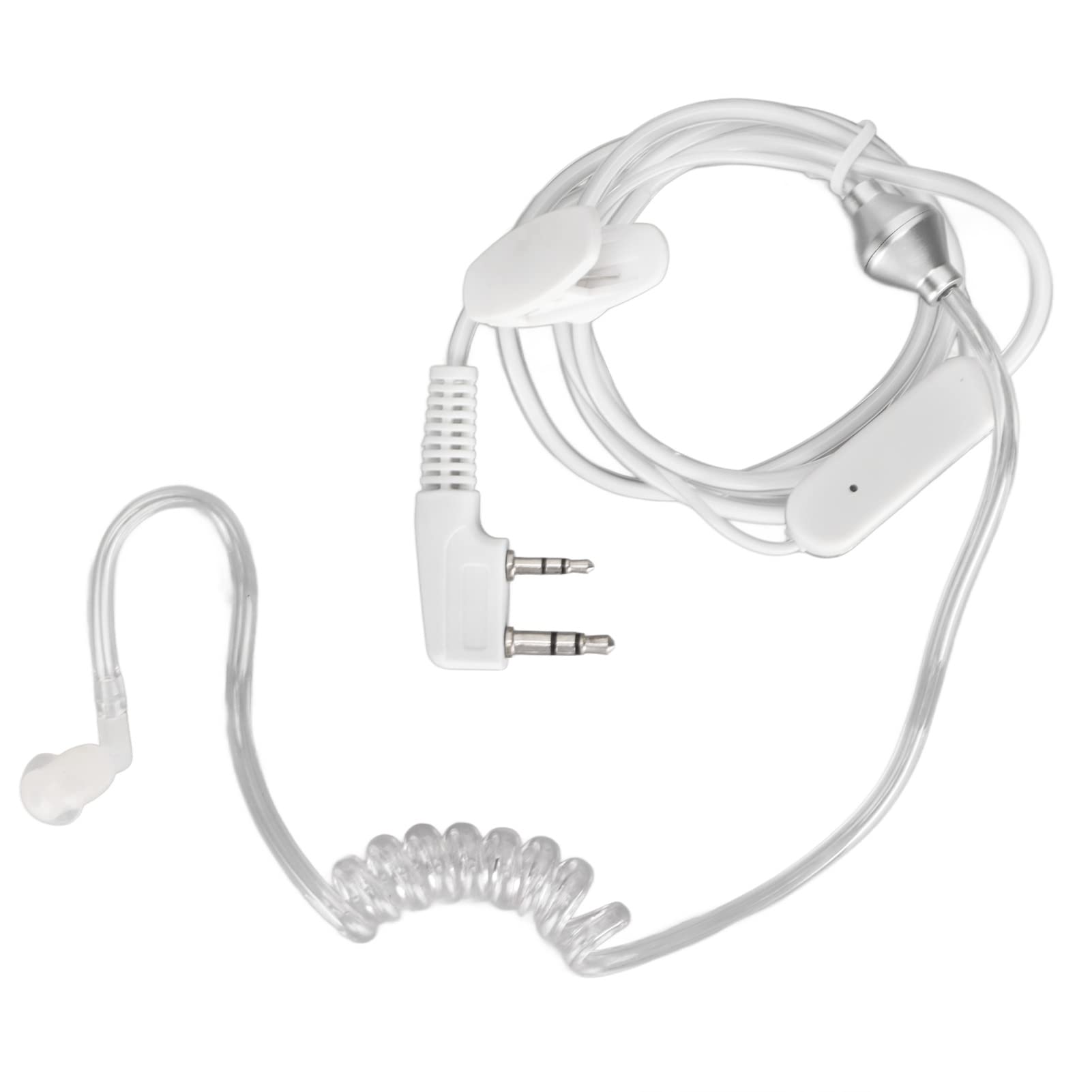 2 Pin Acoustic Tube Earpiece Headset - Clear Coil Clip Surveillance Kit for Walkie Talkie (UV5R BF480 V7 V8) | Comfortable 2-Way Radio Communication for Security, Construction & Outdoor Activities