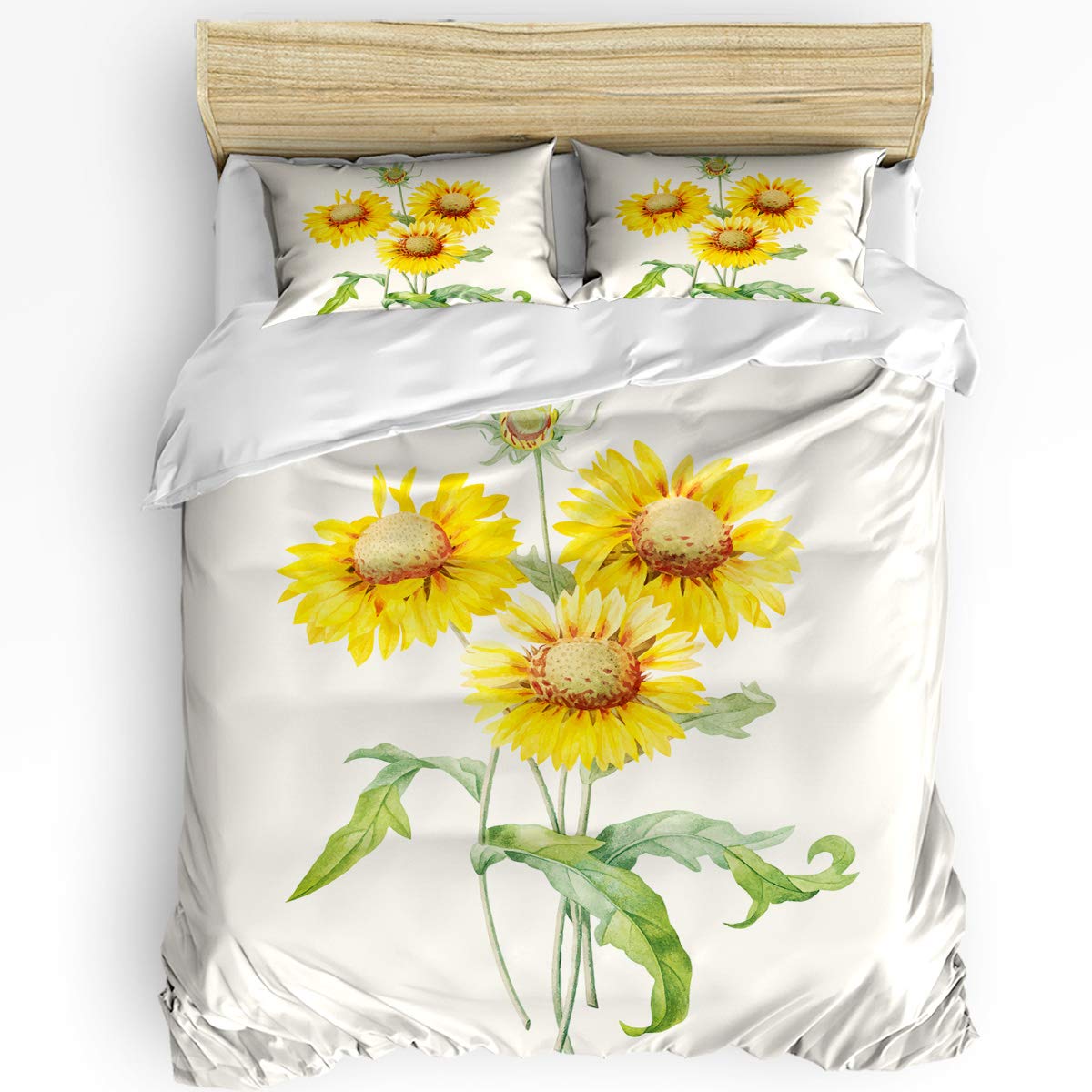 Floral 3-Piece Duvet Cover Set - Soft & Comfortable Twin Size Bedding with Zipper Closure | Sunflower Bouquet Design for All Seasons | Perfect for Guest Rooms, Dorms & Cozy Bedroom Decor