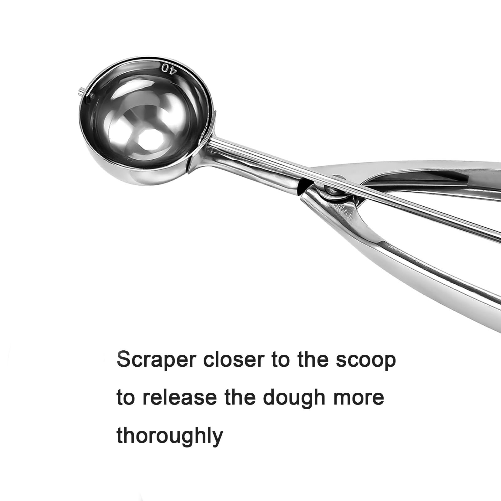 Large 3 Tbsp Cookie Scoop for Baking - 18/8 Stainless Steel Cookie Dough Scoop with Secondary Polishing (2 3/32 inches / 53 mm Ball) - Perfect for Cookies, Cupcakes & Uniform Baking Portions