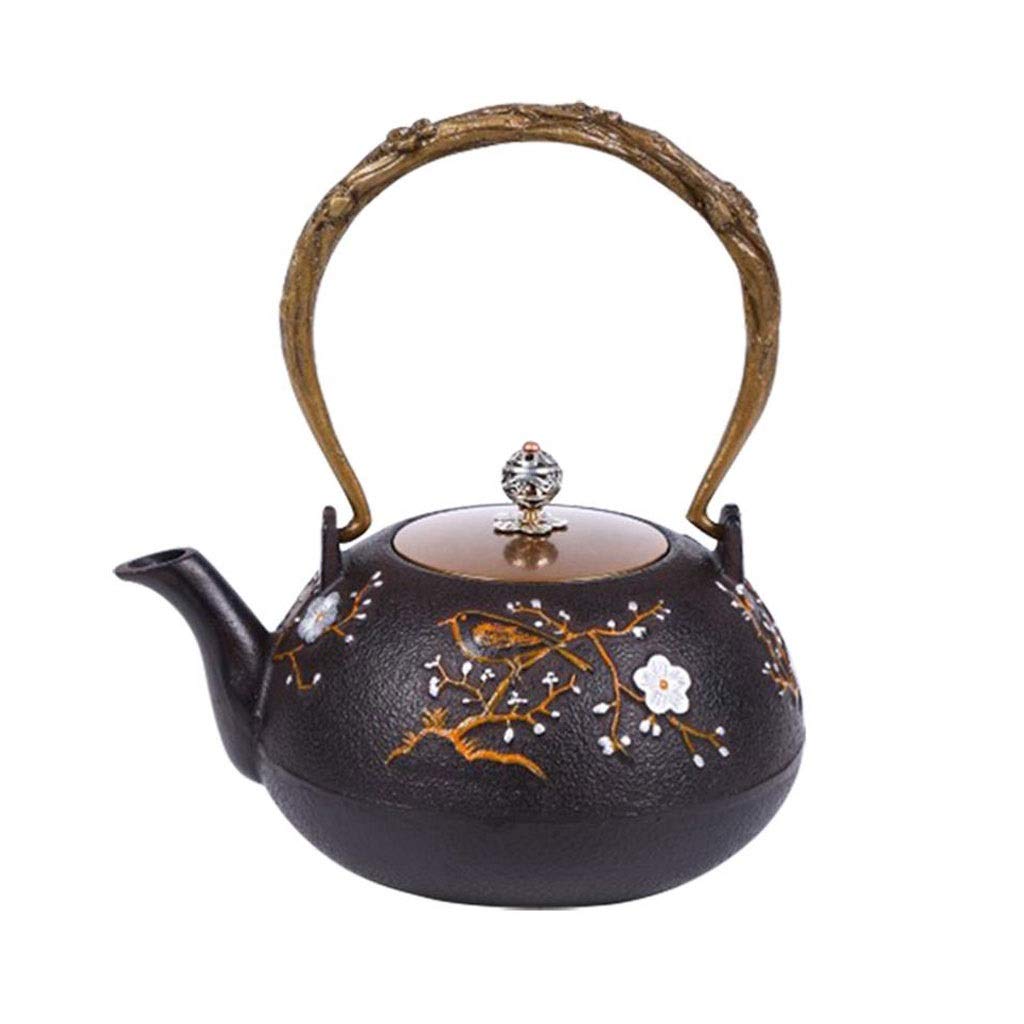 1.3L Japanese Style Cast Iron Teapot with Warmer - Traditional Black Iron Teapot for Tea Brewing - Perfect for Home, Office & Tea Ceremonies