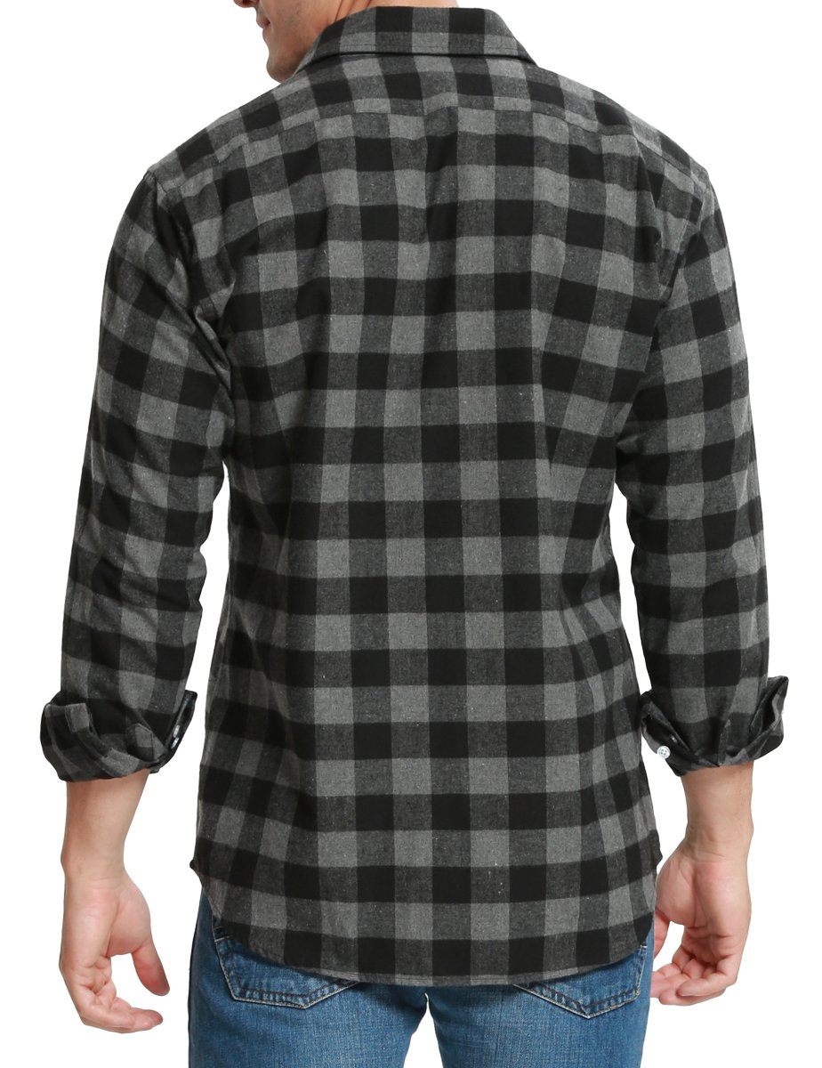 Men's Flannel Shirt Long Sleeve Plaid Button Down Shirt for Men - Soft Cotton Casual Fashion Shirt for Fall Winter Outdoor Camping Hiking