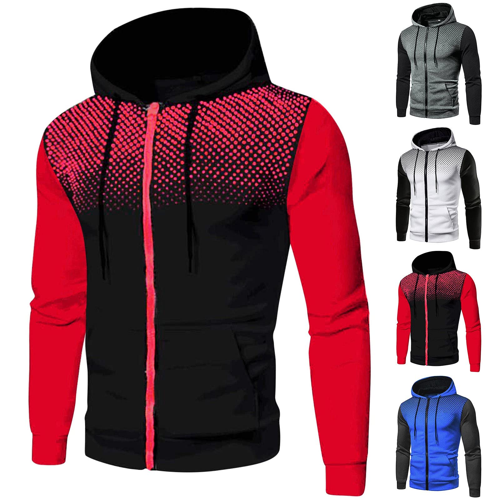 QOPO Men's Zip-Up Hoodie with Drawstring - Lightweight Pullover Sweatshirt for Casual Wear & Sports | Qopobobo Athletic Hooded Sweatshirts for Men - Perfect for Gym, Running, and Outdoor Activities