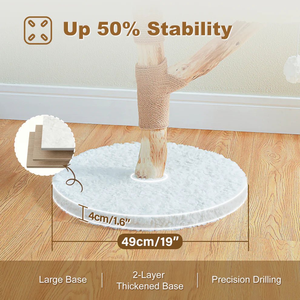 Premium Blossom Cat Tree with Real Wood - Sturdy & Natural Cat Climbing Tower for Indoor Play, Scratching & Lounging - Perfect for Small to Large Cats in Home or Apartment