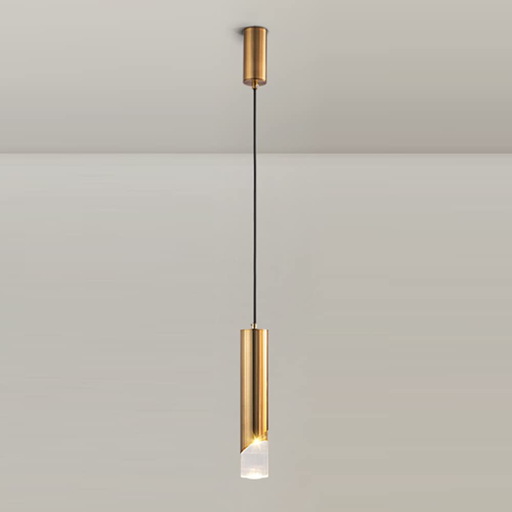 KMYX LED Cylindrical Pendant Light - Adjustable Height Aluminum Hanging Lamp for Kitchen Island, Dining Room & Bar - Modern Crystal Chandelier with Long Tube Design for Stylish Home Lighting