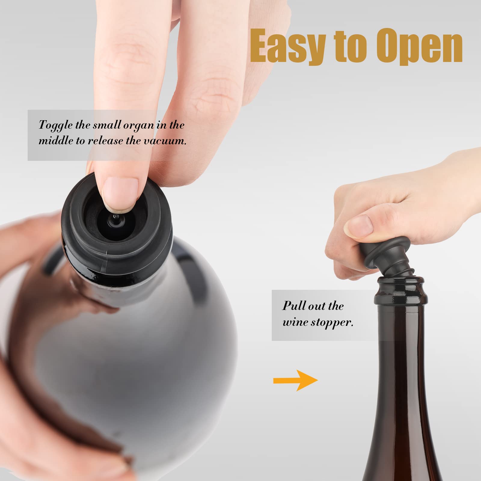 Premium OWO Wine Vacuum Pump with 4 Stoppers - Stainless Steel Wine Saver & Preserver Kit - Reusable Air Remover Pump for Freshness - Perfect for Red, White & Sparkling Wine Preservation at Home or Parties