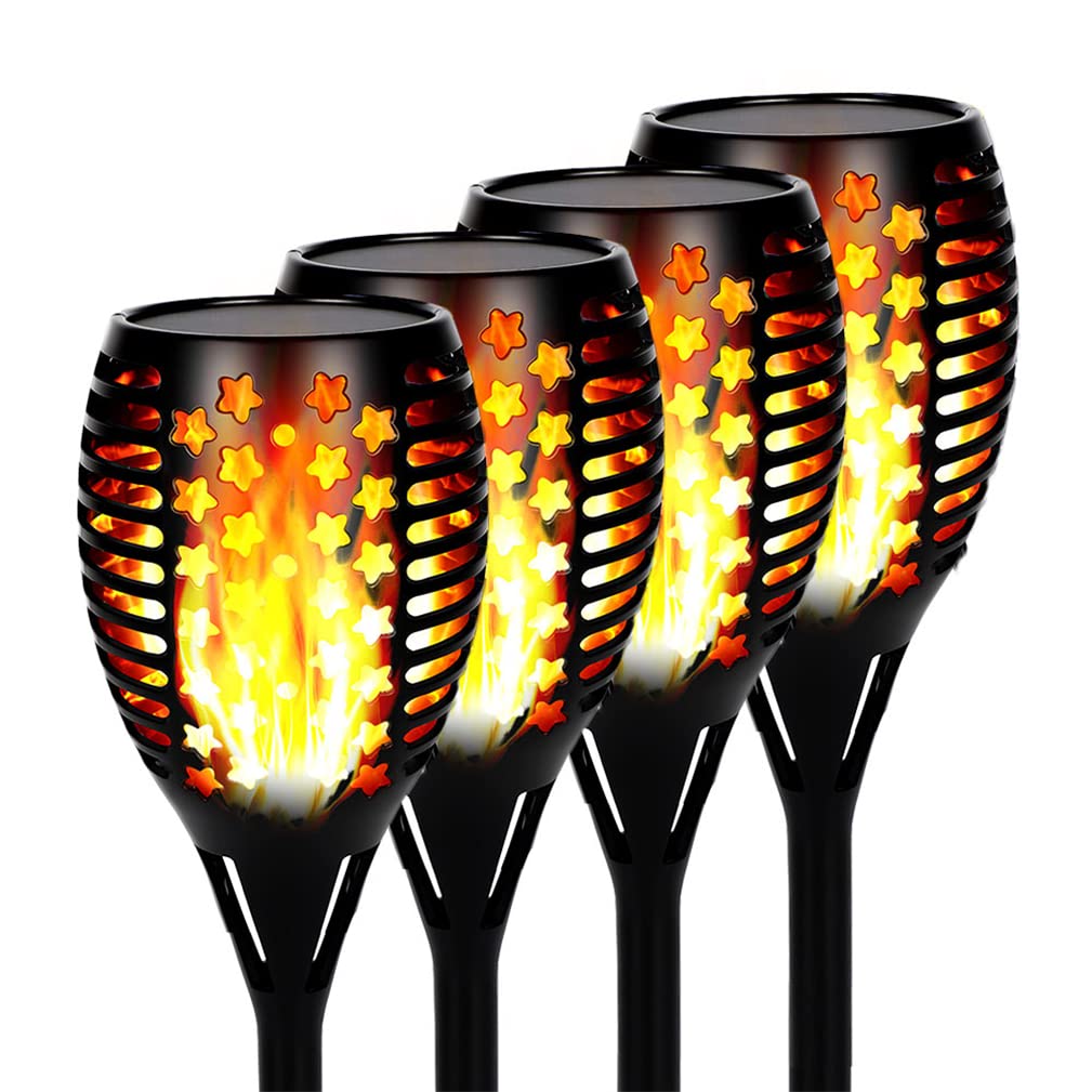 RXF Solar Garden Lights Outdoor - 10 Pack Waterproof LED Solar Flame Lamps with Auto On/Off, Perfect for Patio, Garden, Driveway, Halloween & Christmas Decorations - Ideal for Landscape Lighting, Pathway Illumination, and Outdoor Party Decor