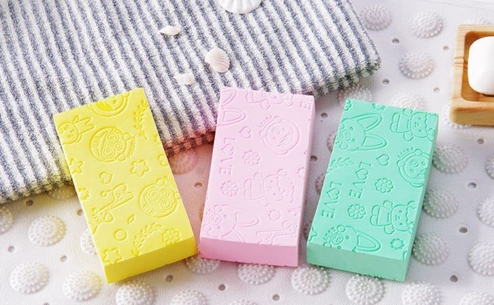 MAPPERZ Ultra Soft Exfoliating Sponge - Japanese Style Bath & Shower Scrubber for Body & Face - Dead Skin Remover & Cellulite Massager for Women & Men (Random Color, Pack of 1) - Perfect for Spa Days, Deep Cleansing & Smooth Skin Care Routine