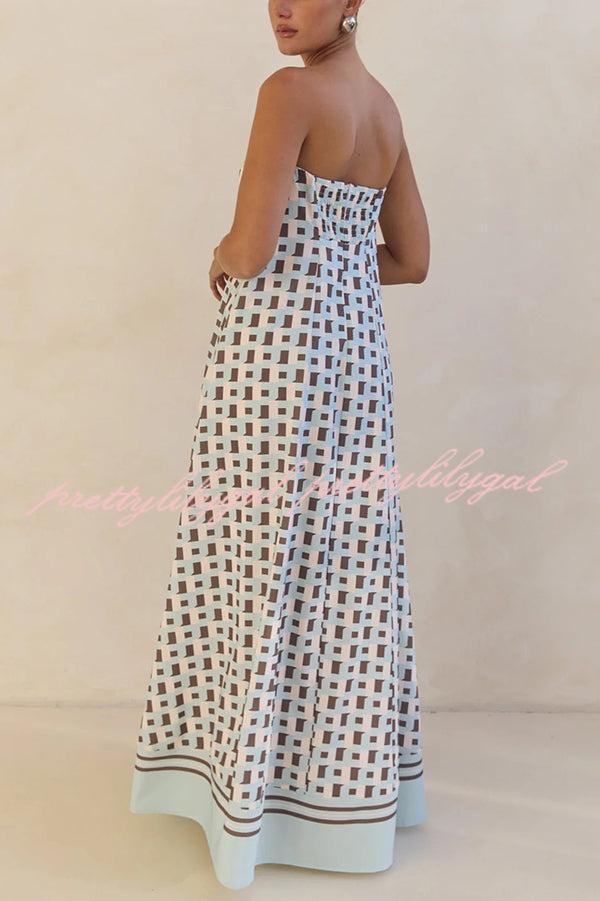 Sexy Tube Top Back Zipper Loose Maxi Dress with Unique Print - Summer Beach Party, Vacation, Date Night Outfit