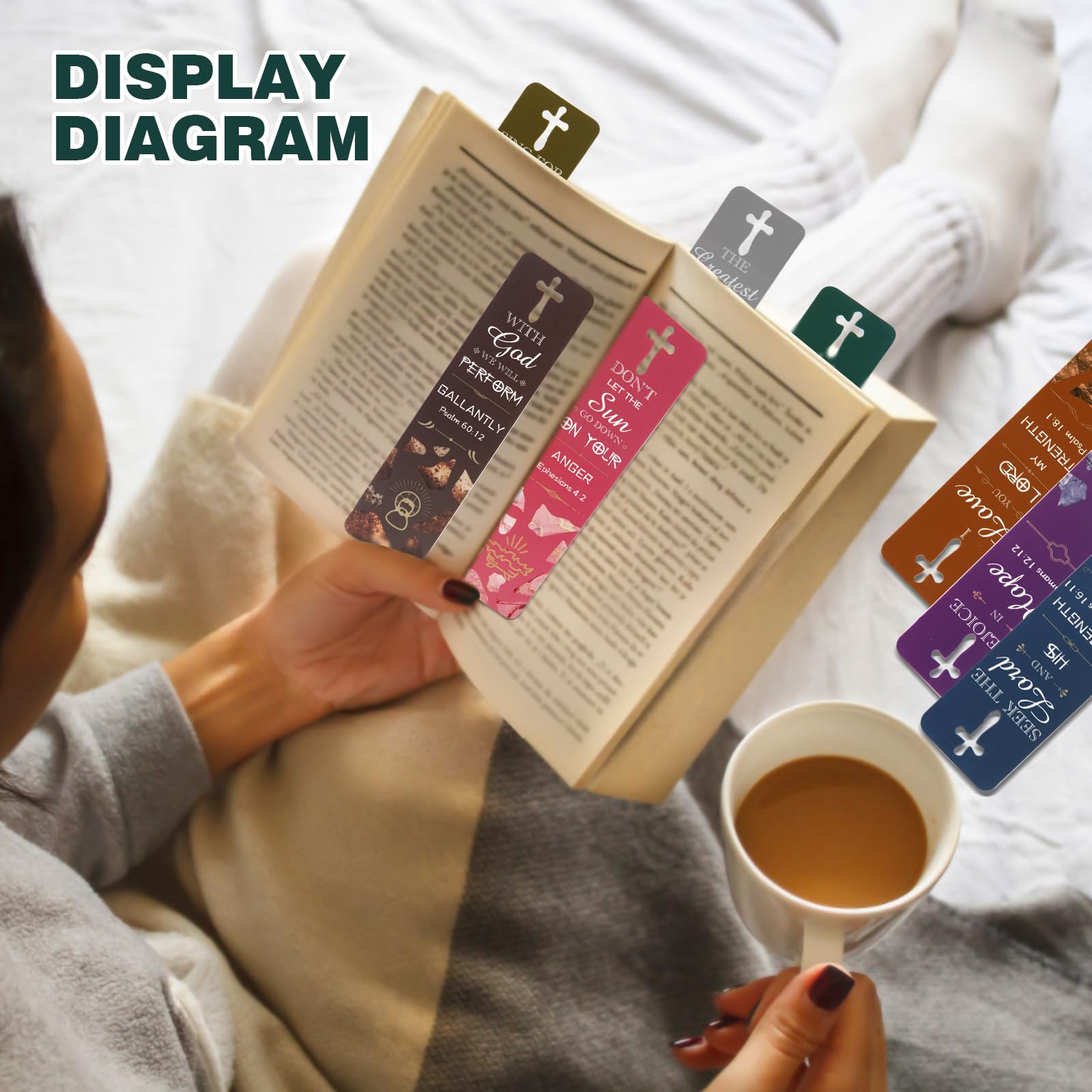 48-Piece Christian Bible Bookmarks Set with Hollow Cross Design - Inspirational Scripture Book Markers for Bible Study, Church Gifts, Men & Women - Perfect for Sunday School, Bible Study Groups & Personal Devotion