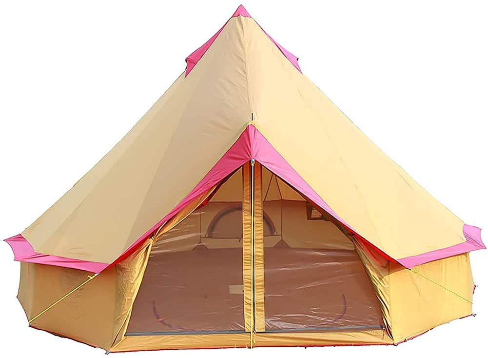 4 Season Waterproof Camping Yurt Tent - 4m Large Bell Tent for 3-10 People | Durable Polyester Pyramid Shelter for Outdoor Living, Festivals & Leisure Activities | Perfect for Family Camping, Glamping & Backyard Adventures
