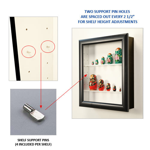 45x81 Shadow Box Display Case with Glass Shelves - Metal Framed SUPER WIDE FACE (9