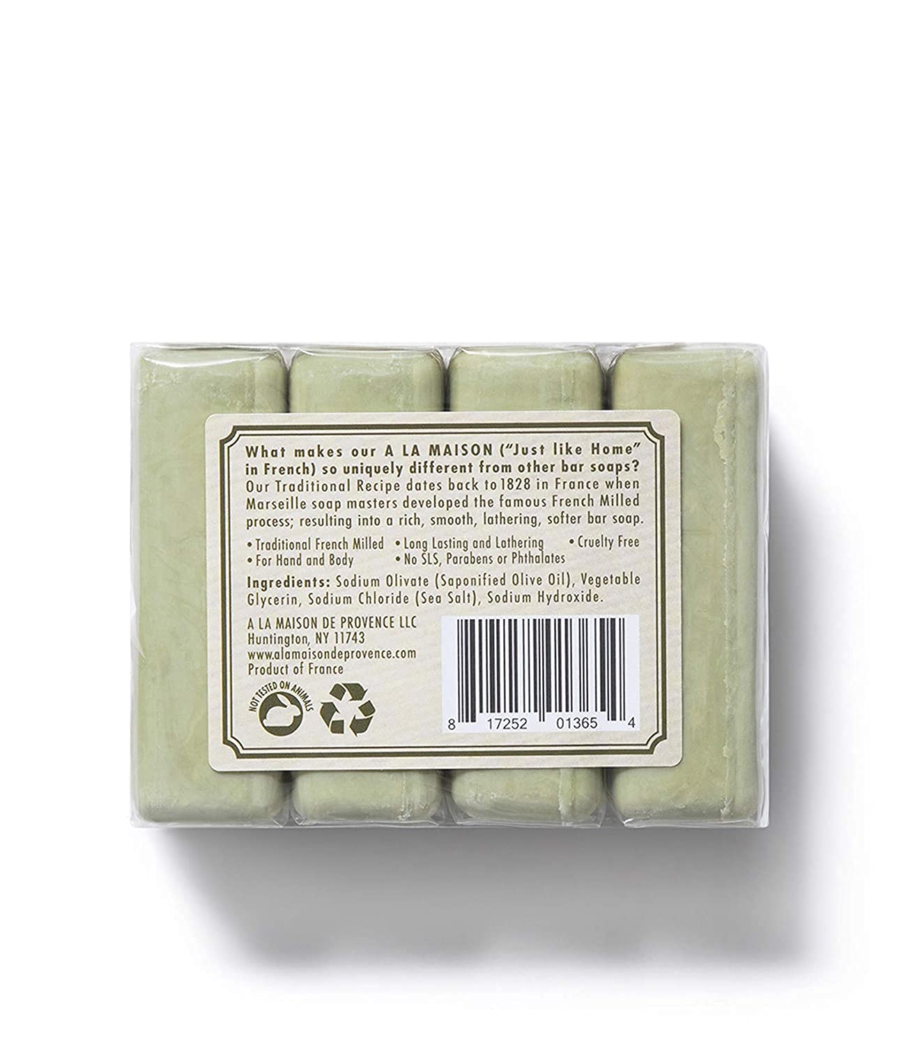 A LA MAISON Hypoallergenic Unscented Bar Soap - Triple French Milled Natural Moisturizing Hand Soap (4 Bars, 3.5 oz Each) | Gentle for Sensitive Skin, Ideal for Daily Hand Washing & Travel