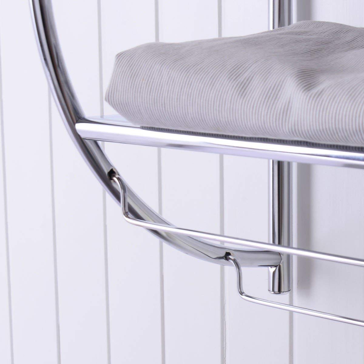 Waterjoy 2-Tier Wall Mounted Chrome Bathroom Shelf with Towel Bar - Rustproof Shower Organizer & Toilet Storage Rack - Perfect for Small Bathrooms, Apartments & Spa-Style Showers