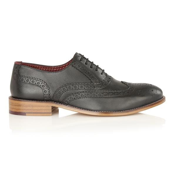 London Brogue Gatsby Style Black Men's Dress Shoes - Classic Oxford Brogues for Formal Wear & Business Occasions