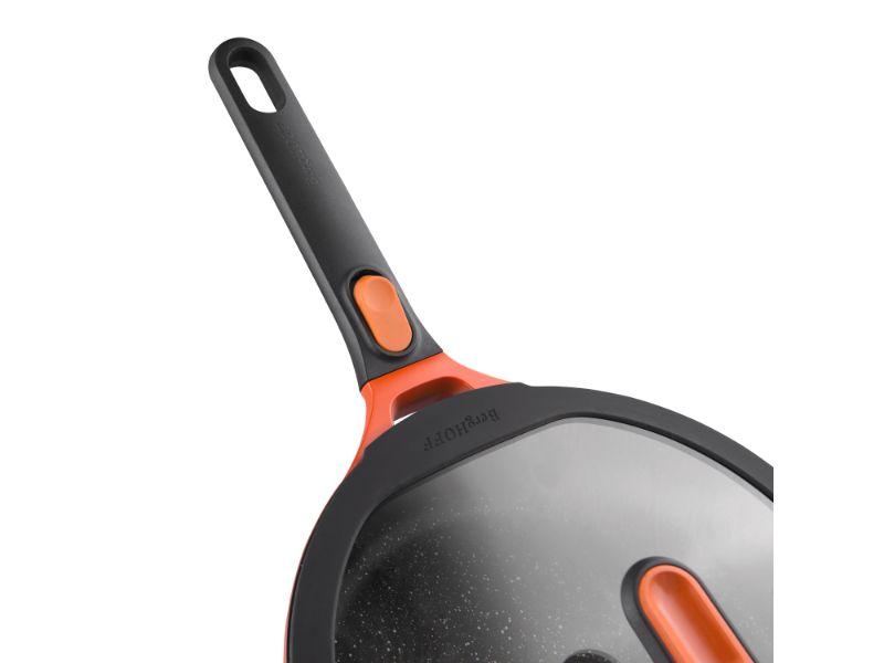 BergHOFF GEM Cast Aluminum Non-Stick 9.5-Inch Covered Saute Pan 3.5Qt - Caribbean Red, Stay Cool Handle - Perfect for Sautéing, Frying & Simmering on Gas, Electric & Induction Cooktops