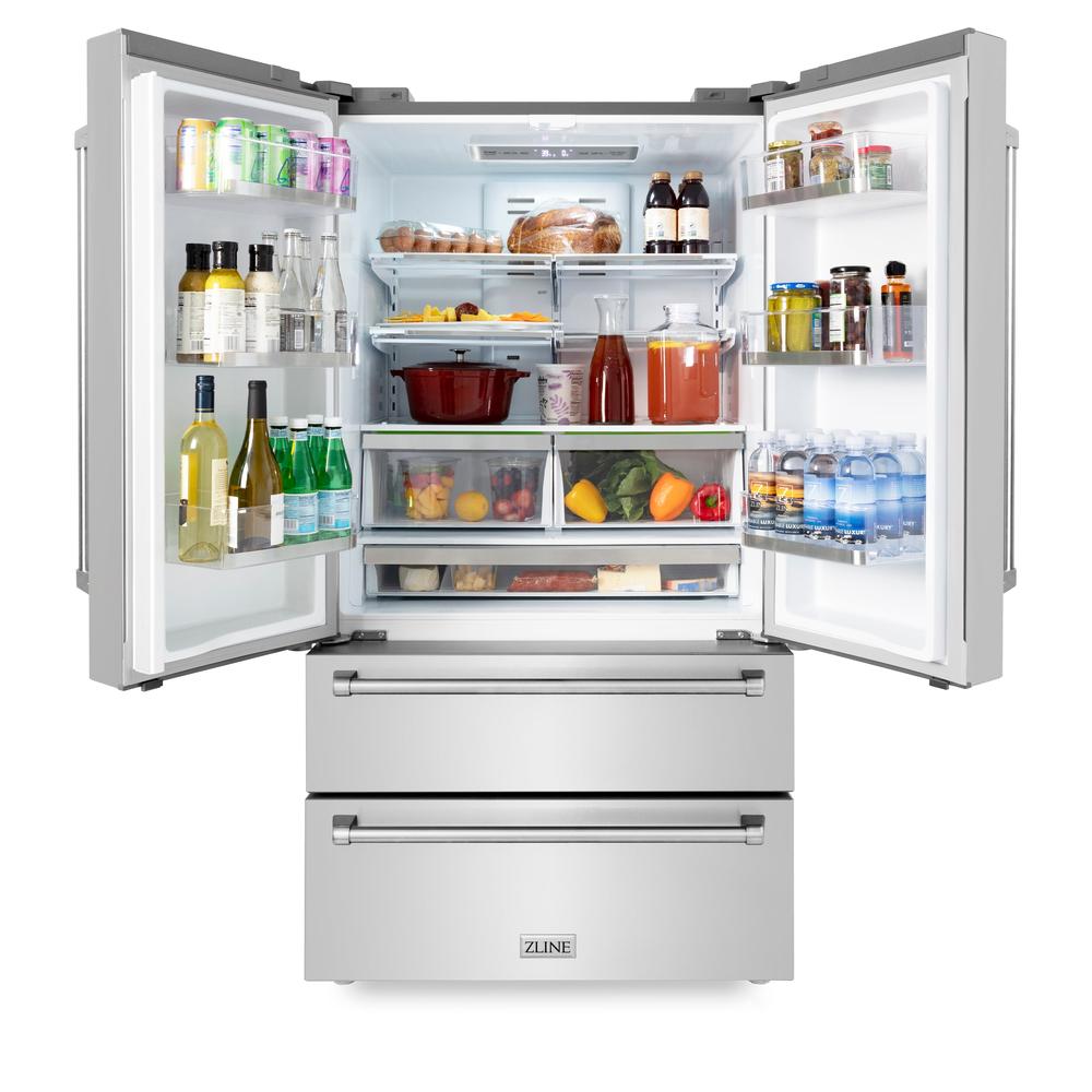 ZLINE 48-Inch Stainless Steel Dual Fuel Range with Range Hood, Microwave Drawer, Dishwasher & Beverage Fridge - Complete Kitchen Package (6KPR RARH48 MWDWV RBV) - Perfect for Modern Homes & Gourmet Cooking