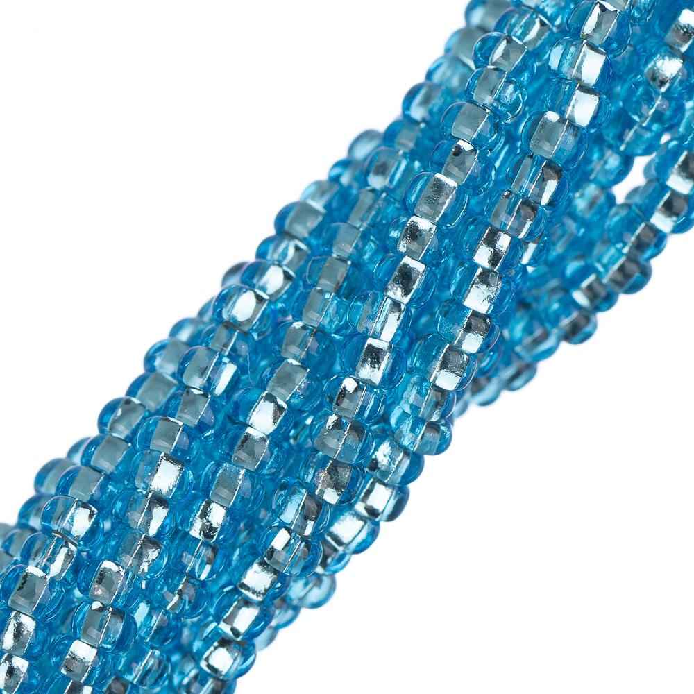 11/0 Czech Seed Beads #34978 Silver Lined Aqua - 6 Strand Hank for Jewelry Making, Beading Crafts & DIY Projects - Perfect for Bracelets, Necklaces and Home Decor