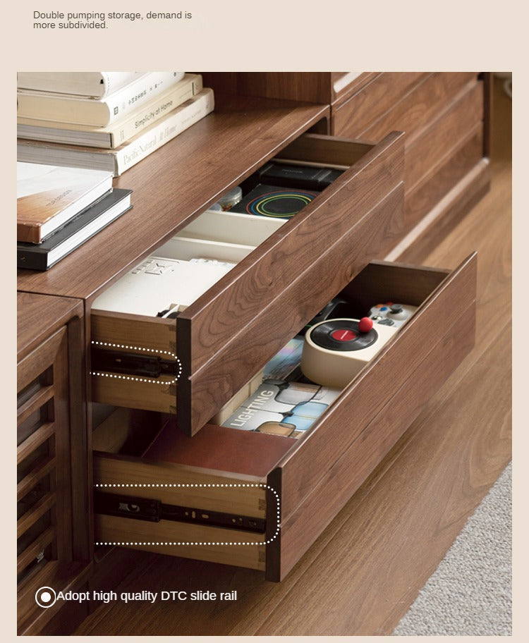 Premium Black Walnut Solid Wood Modular Bookcase - Customizable Storage Shelf for Home Office, Living Room & Library Organization