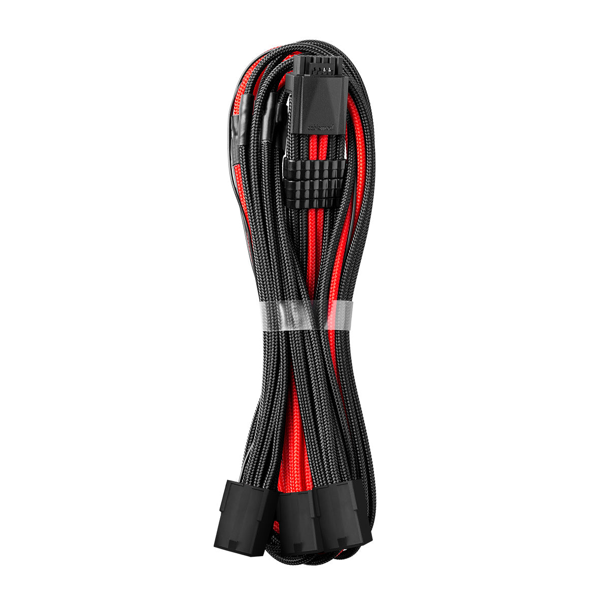 CableMod ModMesh Sleeved 12VHPWR StealthSense PCIe Extension Cable - Black & Red (16 Pin to Triple 8 Pin, 45cm) | High-Performance GPU Power Cable for Gaming PCs & Workstations