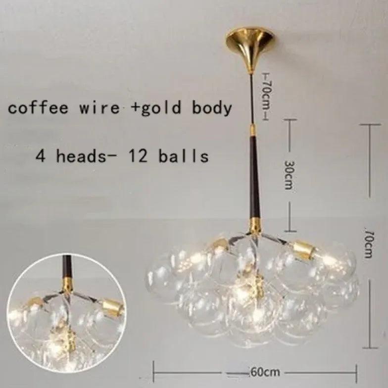 Elegant Transparent Glass Bubble Chandelier - Modern Artistic Lighting Fixture for Dining Room, Living Room & Bedroom Decor
