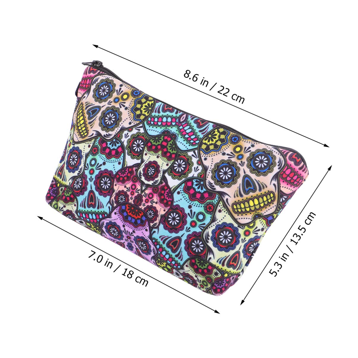 Skull Pattern Cosmetic Makeup Bag for Women - Waterproof Travel Toiletry Pouch & Beauty Organizer - Perfect for Gym, Vacation, and Daily Essentials Storage