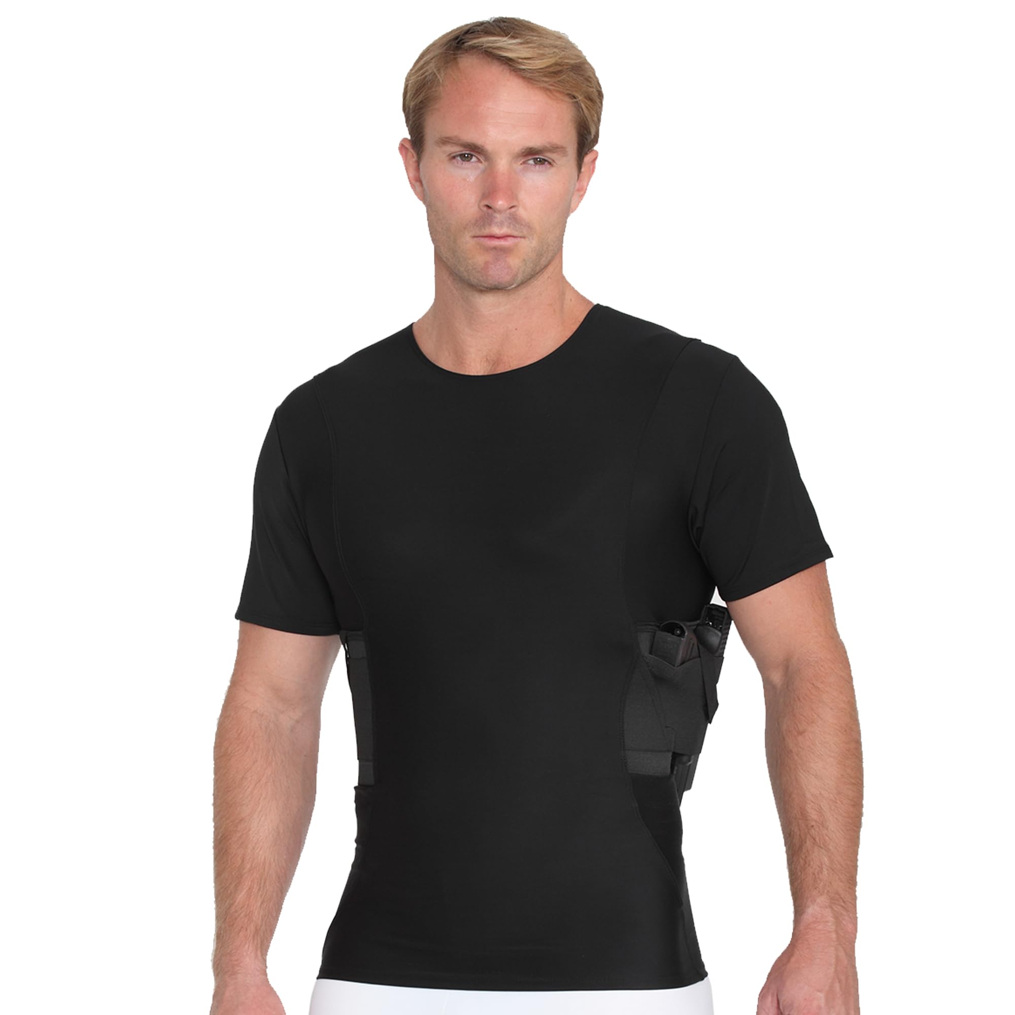 USA Made Men's Concealed Carry Holster - Slimming Compression Undershirt for Concealed Gun Carry | Perfect for Everyday Wear, Travel & Tactical Use