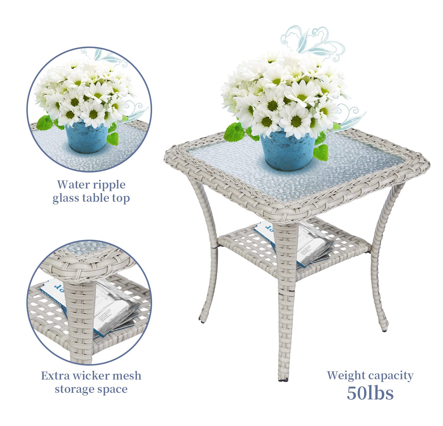 2-Piece Wicker Rocking Chair Set for Porch & Patio - Outdoor Rocking Chairs with Cushions & Side Table | Perfect for Backyard Relaxation, Garden Lounging & Front Porch Sitting