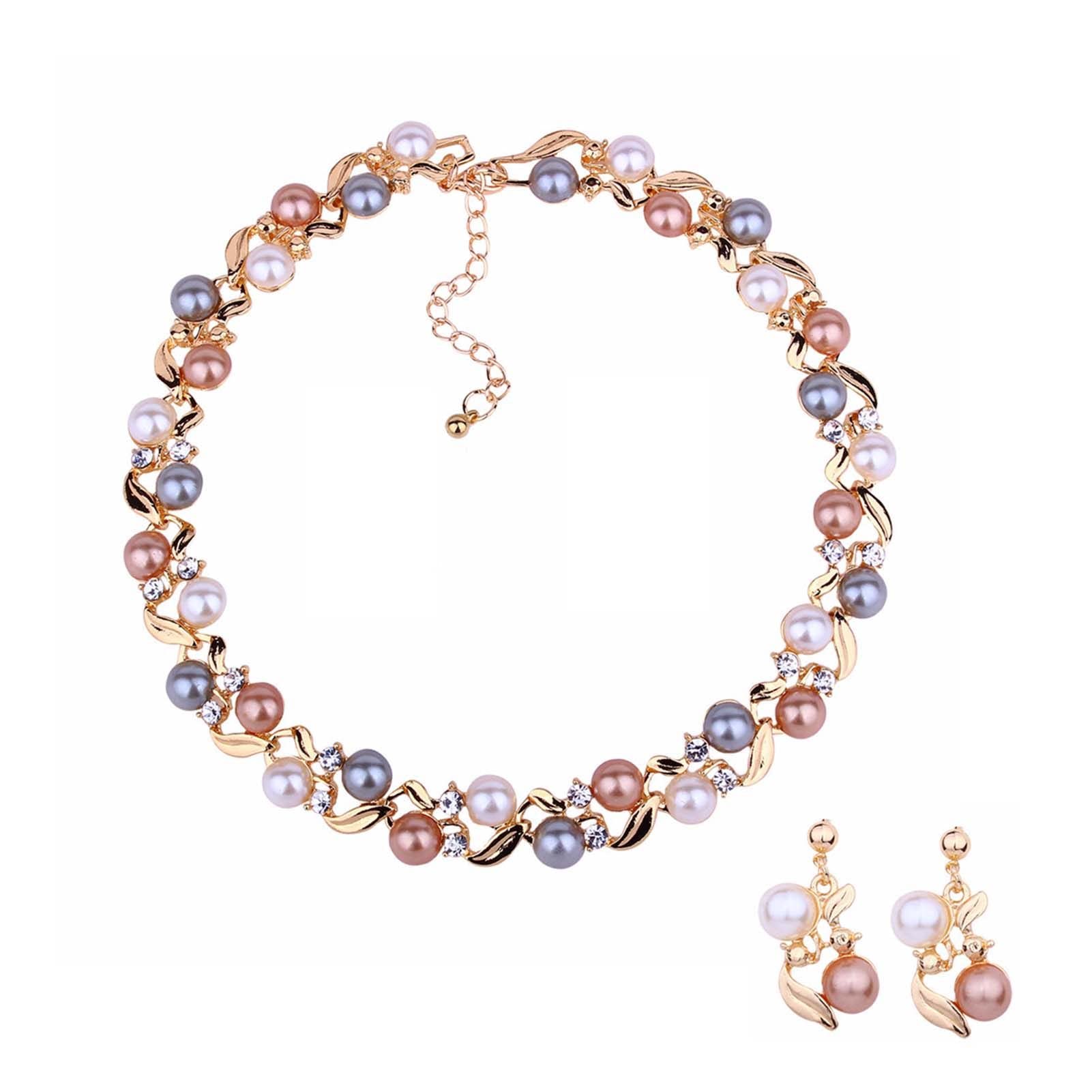 Pearl Necklace & Earrings Set - Bridal Jewelry for Weddings & Parties