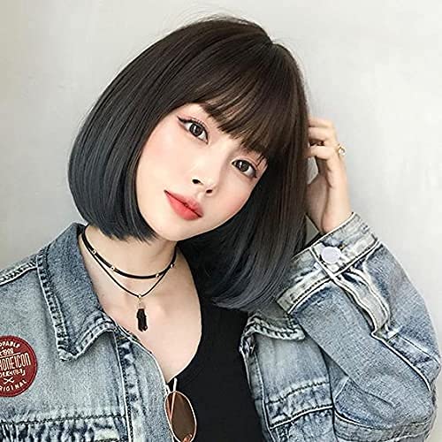 ZEPOLI Clip in Bangs - 100% Human Hair Extensions, Reddish Brown Clip on Fringe Bangs with Net, Natural Flat Neat Bangs with Temples for Women (1 Piece) | Perfect for Daily Styling, Cosplay & Hair Volume Enhancement