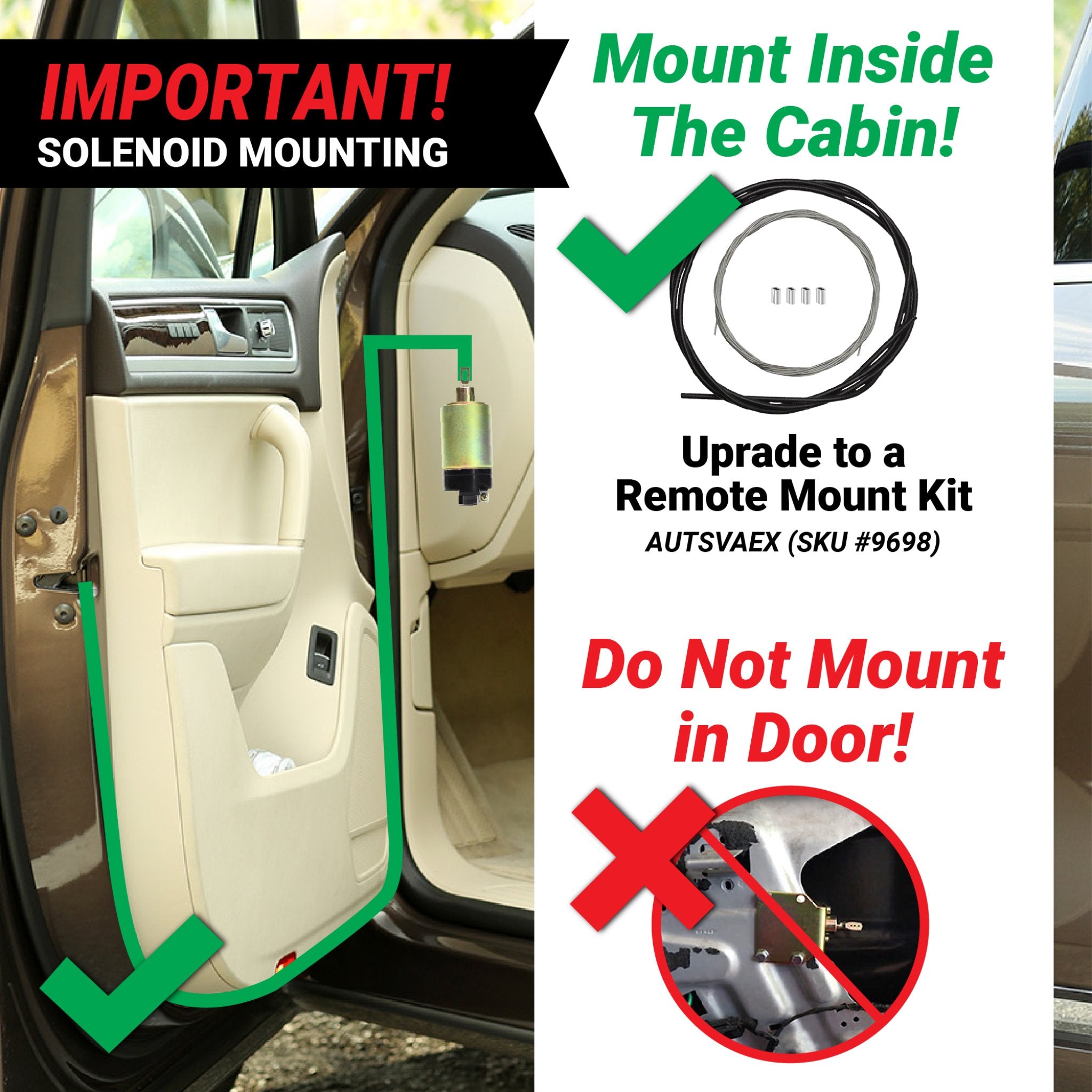 1903 Rambler Model E Remote Shaved Door Handle Kit with 35 lb Solenoids & 4CH Keyless Entry System - Universal Car Door Popper for Classic Vehicle Restoration & Custom Builds