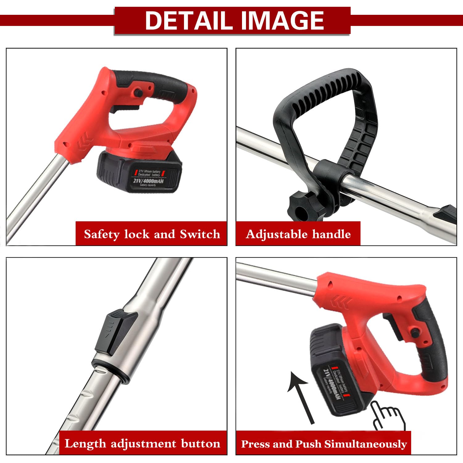 **Cordless Electric Weed Wacker - 2 Blades & 2 Batteries, Lightweight Brush Cutter for Lawn, Garden & Yard Trimming - Includes Charger (Red) - Perfect for Edging, Pruning & Landscaping**