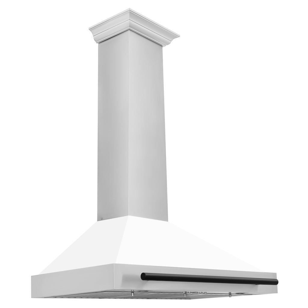 ZLINE KB4STZ WM MB Autograph Edition Convertible Stainless Steel Range Hood - White Matte Shell with Matte Black Accents | Professional Kitchen Ventilation for Modern Homes
